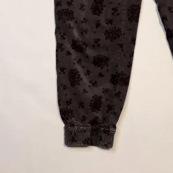 Anthropologie Pants Womens Medium Gray Floral Corduroy Joggers Elastic Cuff - Picture 3 of 12
